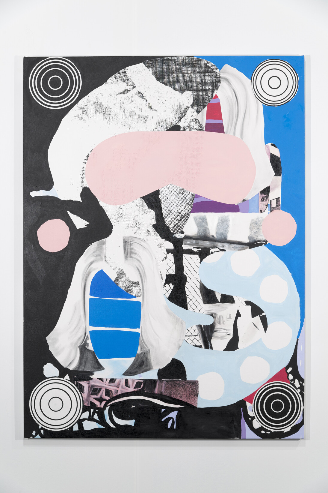 Meg Cranston, Angel Gyre, 2013, oil, acrylic and silkscreen on canvas, 72 x 56 inches