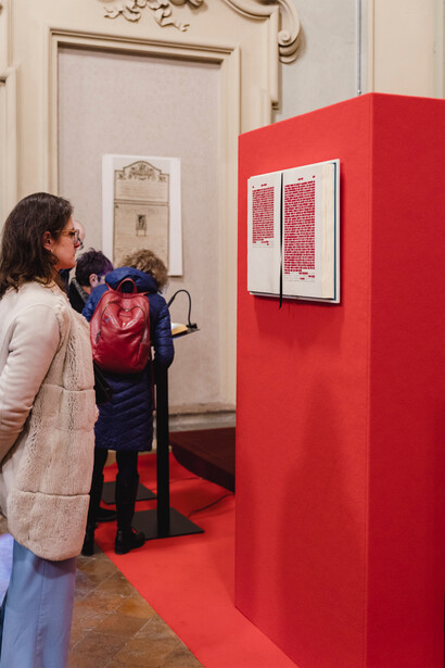 Cancellature su Codici Civili e Penali: Esibizione a Palazzo Malvezzi, Sede del Dipartimento di Scienze Giuridiche dell'Università di Bologna (foto di Valentina Cafarotti e Federico Landi)