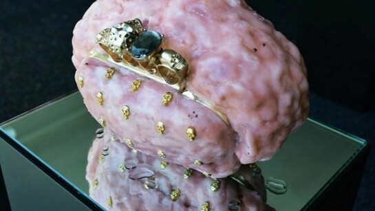 Mcqueen Clutch, 2013, Deconstructed Alexander Mcqueen Clutch And Wax, 7.5 x 10 x 6.5 in 19 x 25 x 17 cm