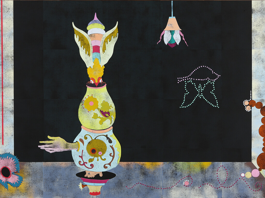 Gert & Uwe Tobias, Untitled, 2014, woodcut on canvas, 200 x 300 cm, 78 3/4 x 118 in, Photo Alistair Overbruck, © Gert & Uwe Tobias, courtesy Maureen Paley, London
