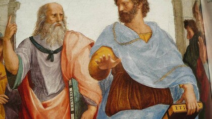 Platón y Aristóteles en "La escuela de Atenas", de Rafael Sanzio
