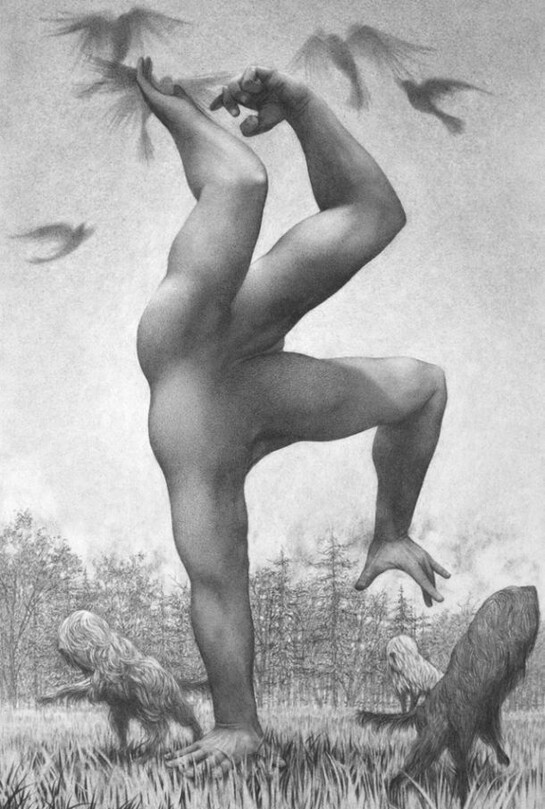 Zach Horn, Self-Portrait as St. Francis, 2013, Graphite pencil on Rives BFK, 22.25” x 15”