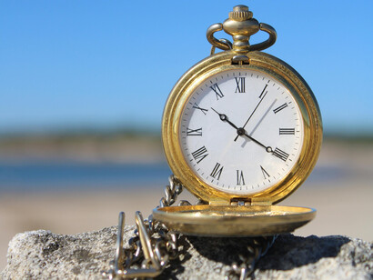 A pocket watch stands still