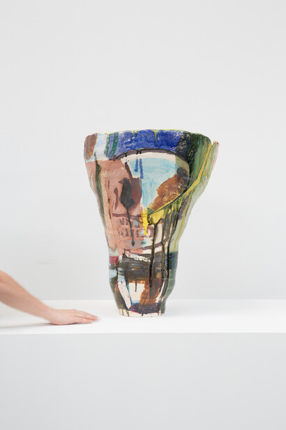 Roger Herman, Untitled 12 (Yellow, Blue, Green), Ceramic, Glaze, H66 D53.3 cm / H26 D21 in, Unique, Courtesy Carpenters Workshop Gallery