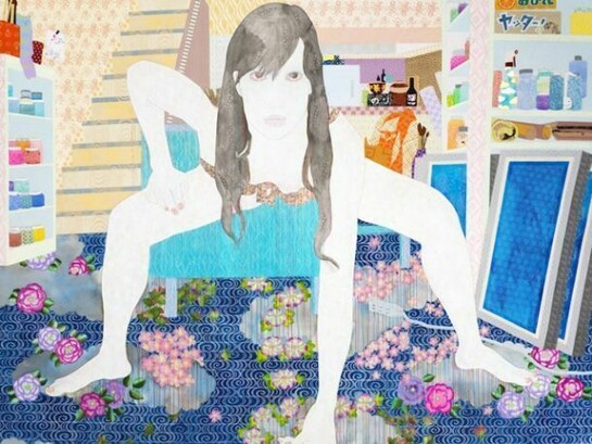 Kaoruko, Sumo, 2013, Acrylic, gold leaf on canvas, 80 1/2 x 100 inches (204.5 x 254 cm)