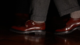 Virginia Double MonK shoes in colore Hazelnut