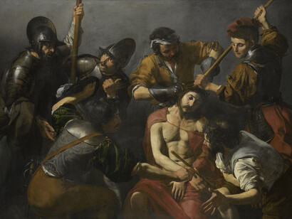 Valentin de Boulogne (known as Le Valentin)
(Coulommiers-en-Brie 1591(?) –1632 Rome) -Christ Crowned with Thorns, c.1620 - Canvas, 173 x 241 cm - From the Mannheim Galerie -
Inv. No. 477