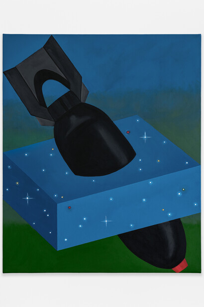 Emily Furr, Missile Warp, 2023, Oil and acrylic on linen, 36 x 30 in. Courtesy of the artist and Sargent's Daughters Gallery