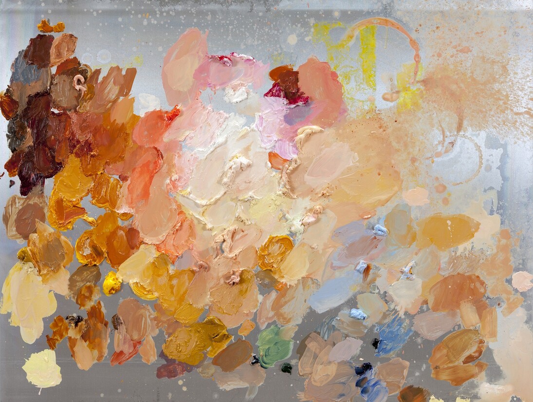 Ida Tursic & Wilfried Mille, Palettes, 2015, oil on offset plate and dibond, 78 x 103 x 0,3 cm, Courtesy of the artist and Galerie Max Hetzler, Berlin | Paris
© Ida Tursic & Wilfried Mille