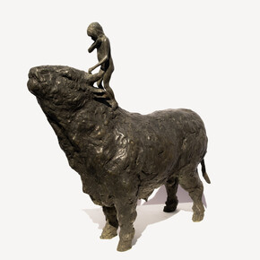 Beth Carter, Girl and Bull, Bronze, 24½ ” x 23½” x 8” (62.2 x 59.7 x 20.3)