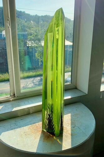 Alex Gabriel Bernstein (b. 1972), Green River, Cast and Cut Glass, Fused Steel, inches 27x6x5