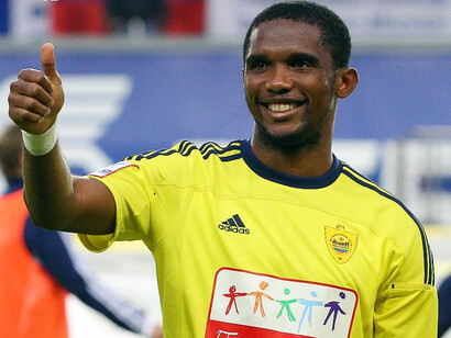 Samuel Eto’o quando vestiva la maglia delle “Aquile del Dagestan”