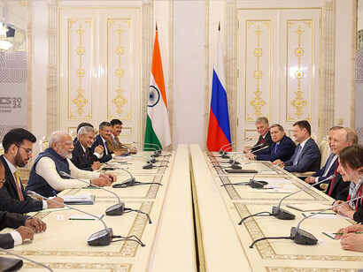 El primer ministro de la India, Narendra Modi, en una reunión bilateral con el presidente de Rusia, Vladimir Putin, en Kazán, Rusia, el 22 de octubre de 2024