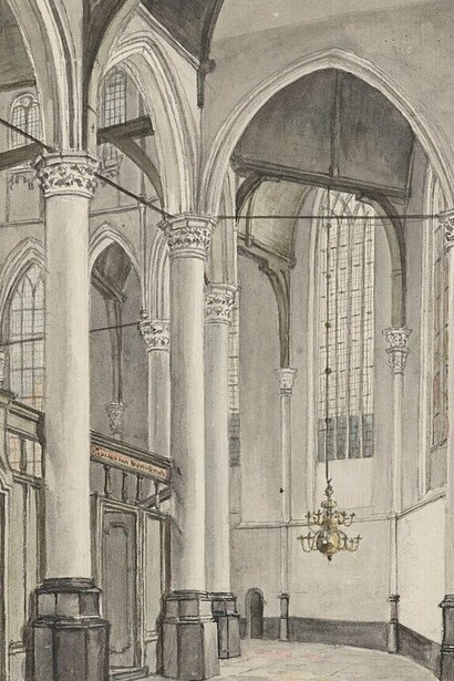 "Describiendo el interior de la Oude Kerk", Schouten, H. P., 1818