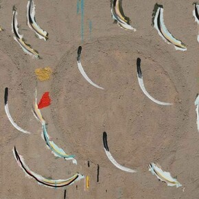 Allison Miller, Mine, 2013, Acrylic, dirt and oil/canvas, 28 x 30 in. Courtesy: Susan Inglett Gallery, NYC.