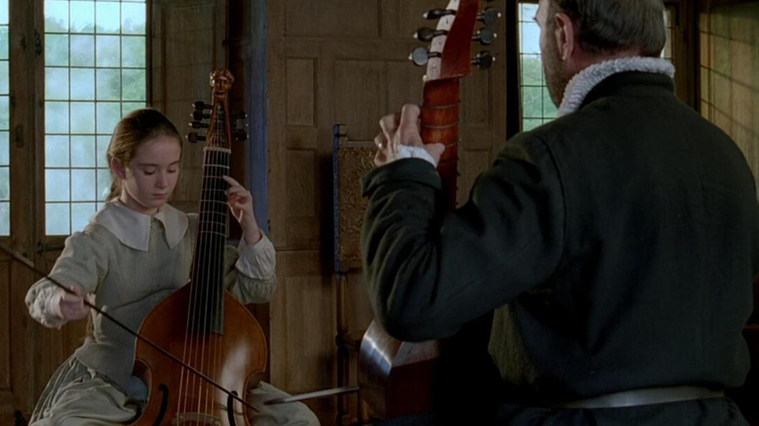 Jean-Pierre Marielle and Carole Richert in Corneau's Tous les Matins du Monde (1991) -Still from the movie