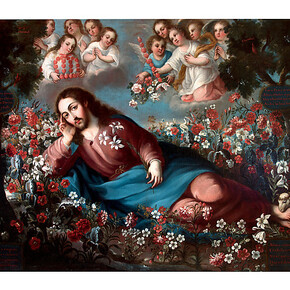 The Divine Spouse (El Divino Esposo), Miguel Cabrera (Mexican, ca. 1715–1768), ca. 1750, Mexican, Oil on canvas (Óleo sobre lienzo), 42 1/2 × 58 1/16 in. (108 × 147.5 cm). Courtesy of Fundación Cultural Daniel Liebsohn, A.C., Mexico City (Ciudad de México)