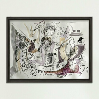 Valerie Campos, Wheel of Fortune, 2022. Charcoal and gouache on paper, 22 x 30 in. Courtesy of Wexler Gallery