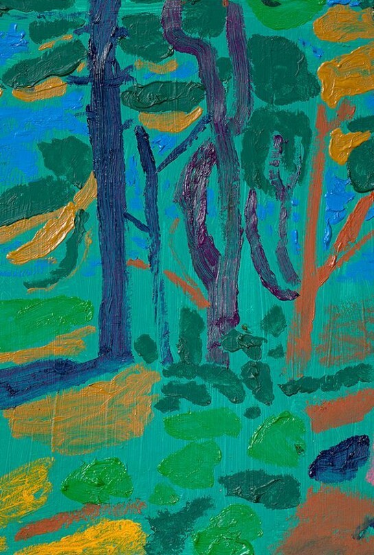 Tal R, Walk towards Hare Hill, 2013, Oil on masonite, 33 x 29 cm, 13 x 11 3/8 in, Courtesy the Artist and Victoria Miro, London, © Tal R