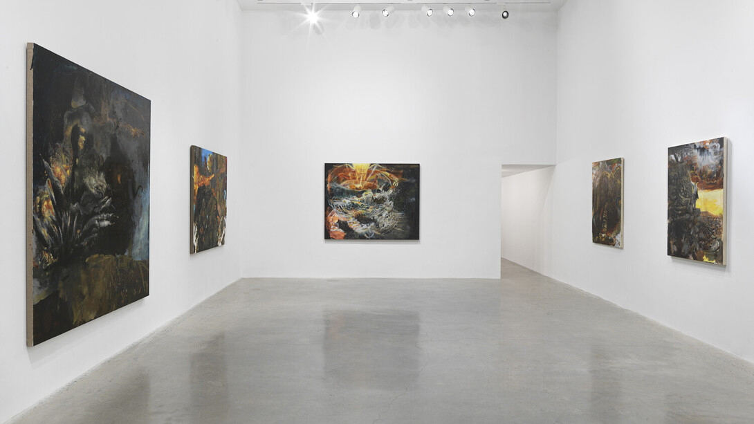 Celeste Dupuy-Spencer, Burning in the eyes of the maker, exhibition view. Courtesy of Jeffrey Deitch