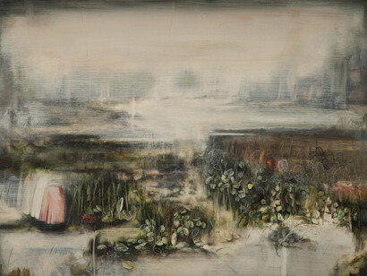 Nogah Engler, Gathering (Fading Shadows), 2014, Oil on board, 60 x 80 cm