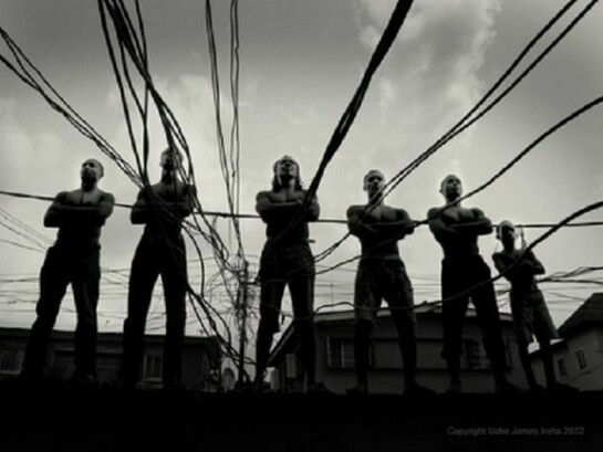 Uche James Iroha, Power and Powers Series, Looking Forward but Standing on the Fence, 2012, silver gelatin print, 1 of 10, 16x 24 inches