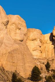 Mount Rushmore, Black Hills region of South Dakota, USA features George Washington, Thomas Jefferson, Theodore Roosevelt and Abraham Lincoln