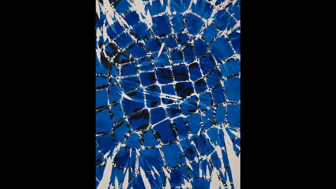 Maia Ruth Lee, B.B.M Cobalt Umbra 1-45 (detail), India ink on canvas, 54x54 inches, photo by Charles Roussel. Courtesy of Tina Kim Gallery