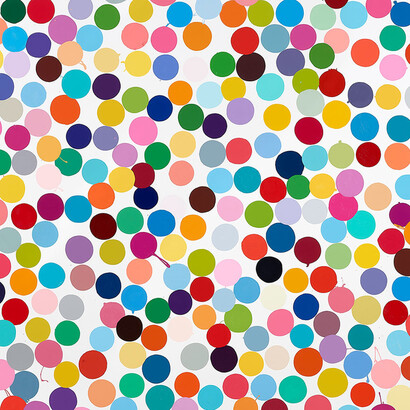 Damien Hirst, Manganese, 2016, Household gloss on canvas, 59 x 59 in. 149.9 x 149.9 cm
© Damien Hirst and Science Ltd. All rights reserved, DACS 2018. Photo: Prudence Cuming Associates