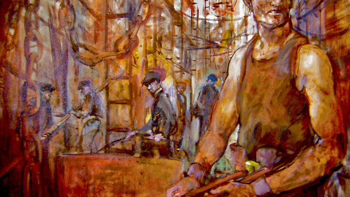 Peter Knox, Yard (detail), Oil, 122 cm x 91 cm
