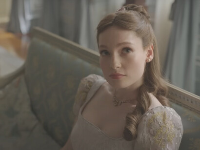 Hannah Dodd as Francesca Bridgerton in Netflix's 'Bridgerton,' captivating viewers with her portrayal of the series' intriguing and complex character in this modern Regency-era drama