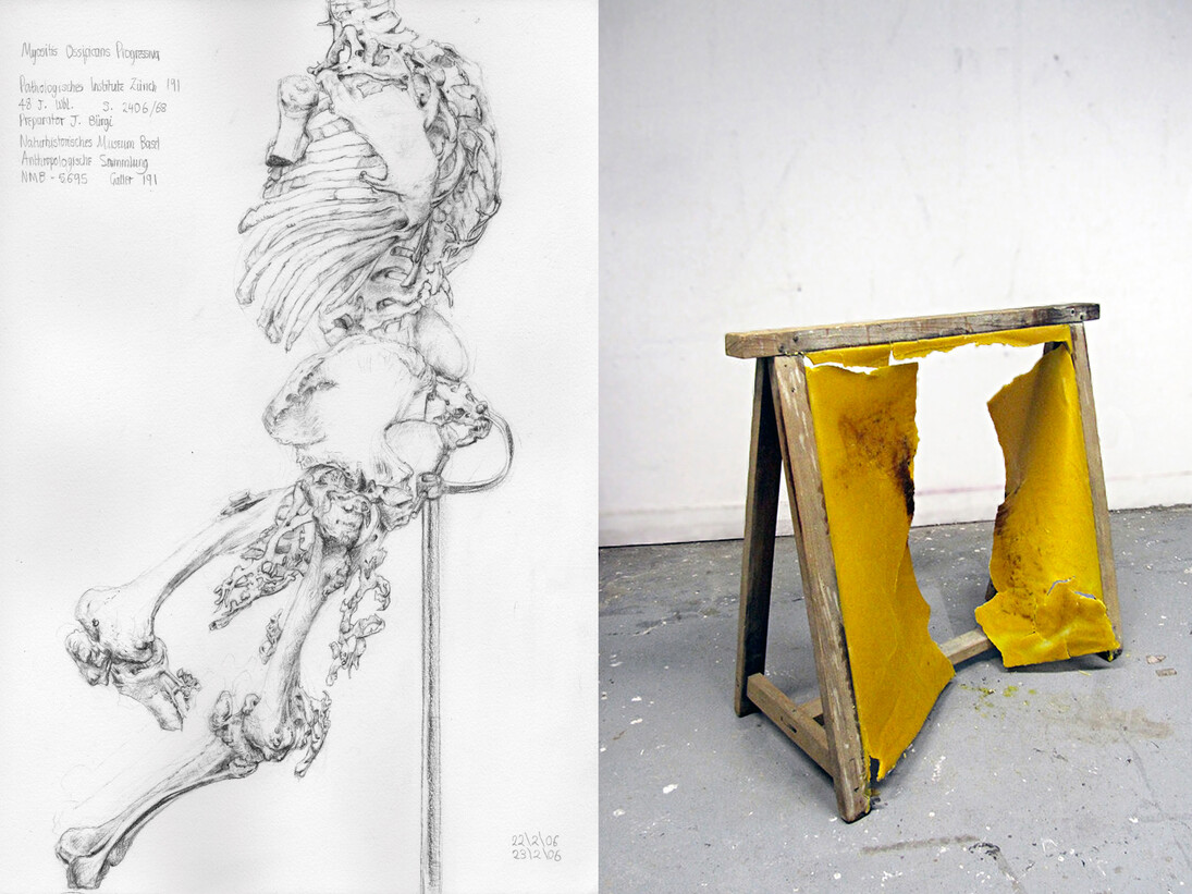 Lucy-Lyons, drawing, Emma-Bourgin, wood and beeswax installation