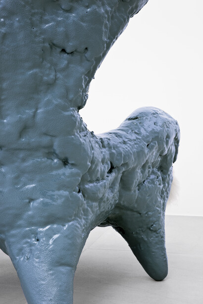 Atelier Van Lieshout, Fossil Chair (Blue), 2009, polyurethane foam on a polyester shell, Icelandic long hair sheepskin, 130 x 103 x 93 cm / 51.1 x 40.5 x 36.6 in, limited edition of 7 + 5 ap, Courtesy Carpenters Workshop Gallery
