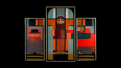 La crucifixión, óleo de 1978 de Alvaro Bracci y portada del libro «Crucificatur», 2020