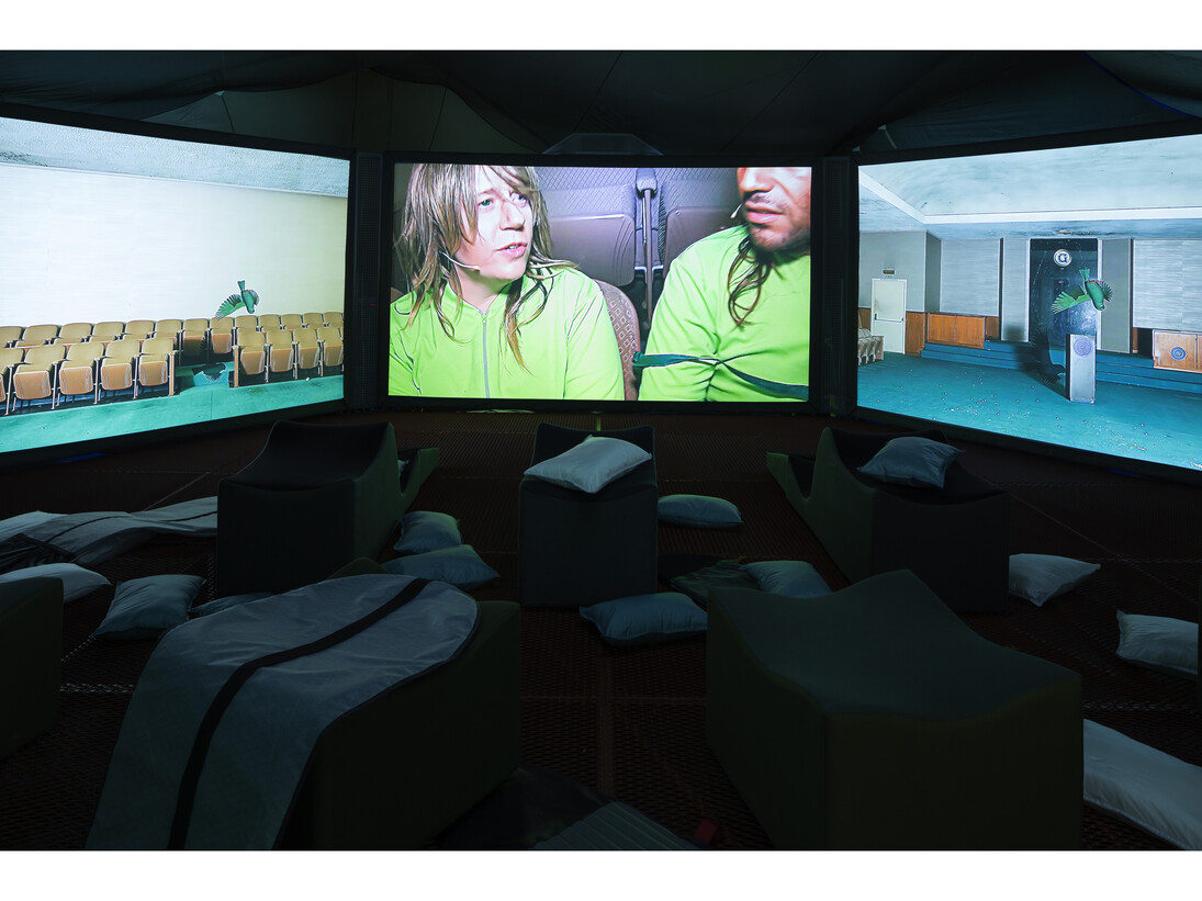 Installation view of Lizzie Fitch/Ryan Trecartin at Regen Projects, Los Angeles. Photo: Fredrik Nilsen. Courtesy Regen Projects, Los Angeles.