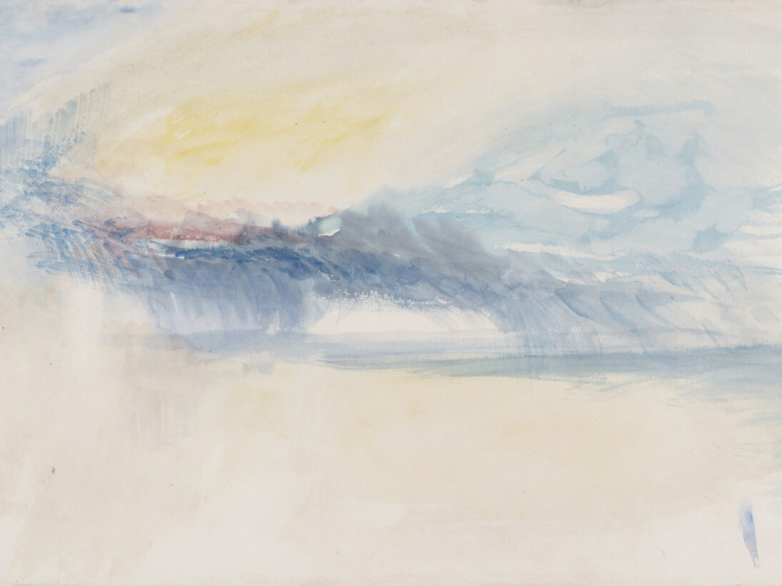 Joseph Mallord William Turner (British, 1775 - 1851). Title/Date: Rain Clouds , about 1845. Culture: British
Medium: Watercolor on paper. Dimensions: Unframed: 29.1 x 44 cm (11 7/16 x 17 5/16 in.). Framed: 55 x 72.5 x 2.5 cm (21 5/8 x 28 9/16 x 1 in.). Accession No. EX.2015.3.45. Object Credit: Tate: Accepted by the nation as part of the Turner Bequest 1856. Repro Credit: Photo © Tate, London 2014