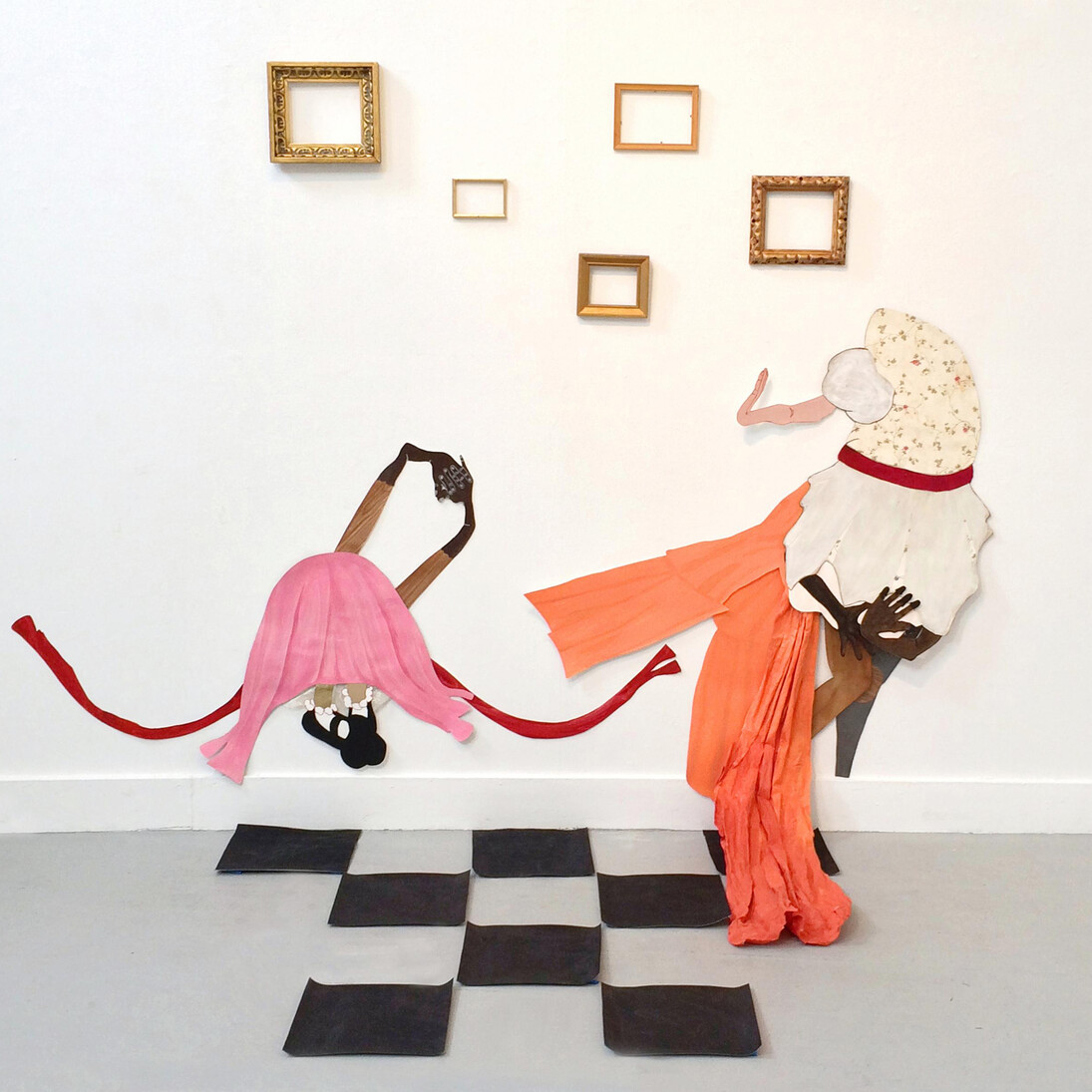Alexandria Smith, Traveling light on those dirty dozens, 2014, Mixed media collage installation on paper, 108 x 75 x 48 inches