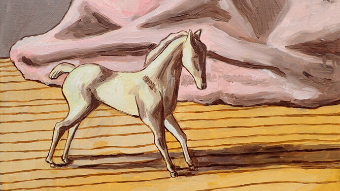 João Francisco, sem título, pintura equestre-potro branco, 2015, óleo sobre tela, 27 x 35 cm