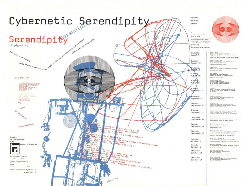 Cybernetic Serendipity Exhibition poster, Institute of Contemporary Art (I.C.A.), 2 August – 20 October, 1968, © Cybernetic Serendipity