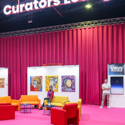 Curators’ Lounge at World Art Dubai, Dubai, United Arab Emirates, where artists, curators, and collectors meet and exchange ideas