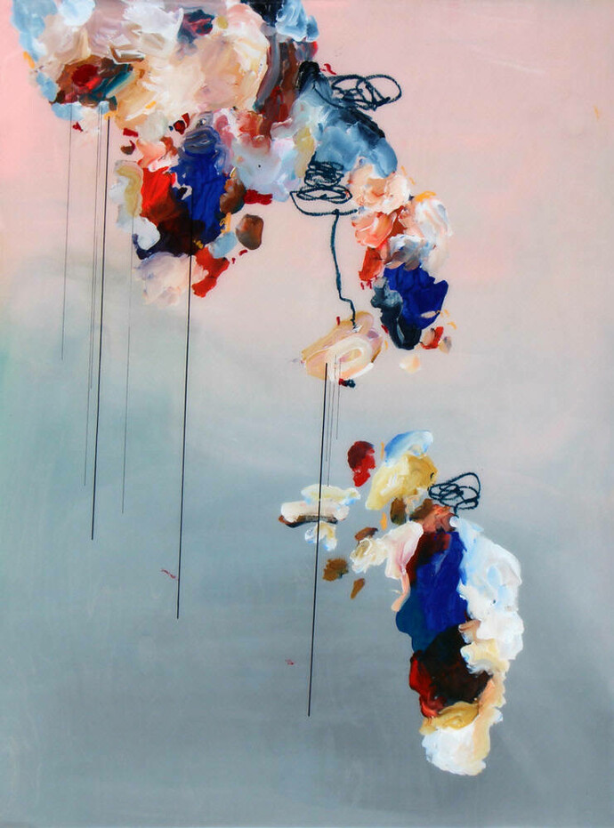 



Outside in the Setting Pink Air
mixed media on panel with resin
36 x 48 in.  