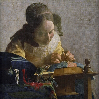 Johannes Vermeer; La encajera, c. 1669 (detalle)