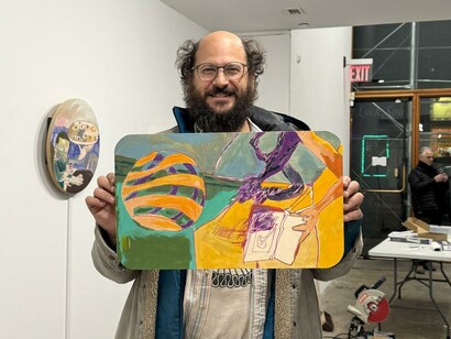 Joey Frank, Painting, 2023. Painting, 12”h x 20”w x 2½”d (30½ x 51 x 6½cm). Courtesy of Harkawik Gallery