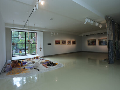 Monali Meher, Walking root route, exhibition view. Courtesy of Latitude 28 Gallery