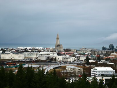 View from Perlan observation deck, Hallgrimskirkja, Hallgrímstorg, Reykjavík, Iceland