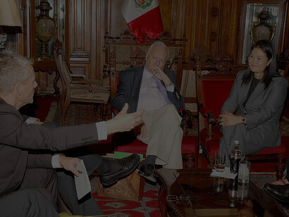 The European Parliament delegation for relations with the countries of the Andean Community, headed by the Spanish José Manuel García-Margallo, met with congresswoman Keiko Fujimori (GPF). She was in the Ambassadors' Room of the Legislative Palace, 2010, Peru