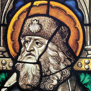 Frammento di vetrata con san Giacomo in abiti da pellegrino, Colonia o Basso Reno, ultimo quarto del XV secolo, Vetri colorati, pittura a grisaglia, piombo, Colonia, Museum  Schnütgen