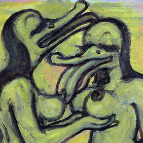 "Courbette et Galipette", 2015, acrylique sur toile, 30x30 cm, courtesy of galerie Anne Barrault
