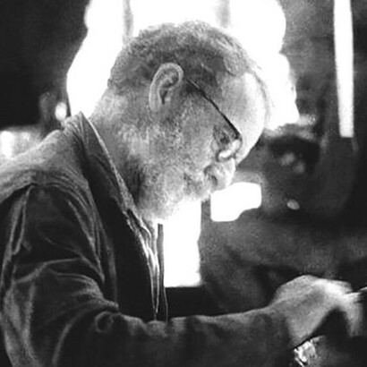 William H. Phelps working a bird during an expedition