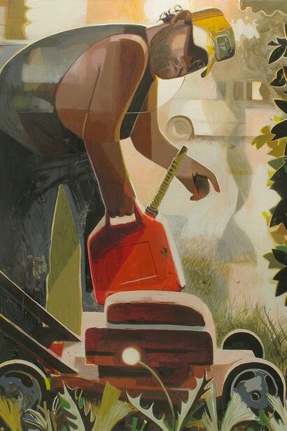 Davis Lawn Care, Flashe and acrylic on canvas, 48 x 38”, 2019
